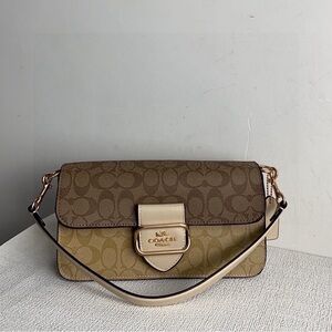 Coach Signature Brown and Tan Shoulder Bag